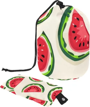 Travel Cosmetic Bags bucket Makeup Bag, Art Red Watermelon Women Portable Foldable Cases, Multifunctional Toiletry Bucket Bags Round Organizer Storage