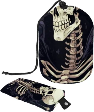 Travel Cosmetic Bags bucket Makeup Bag, Art Roses Skull Women Portable Foldable Cases, Multifunctional Toiletry Bucket Bags Round Organizer Storage
