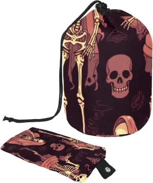 Travel Cosmetic Bags bucket Makeup Bag, Art Skeleton Bride Women Portable Foldable Cases, Multifunctional Toiletry Bucket Bags Round Organizer Storage
