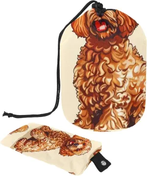 Travel Cosmetic Bags bucket Makeup Bag, Brown Poodle Dogs Women Portable Foldable Cases, Multifunctional Toiletry Bucket Bags Round Organizer Storage