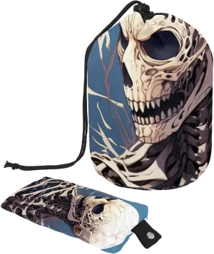 Travel Cosmetic Bags bucket Makeup Bag, Cool Skeleton Women Portable Foldable Cases, Multifunctional Toiletry Bucket Bags Round Organizer Storage