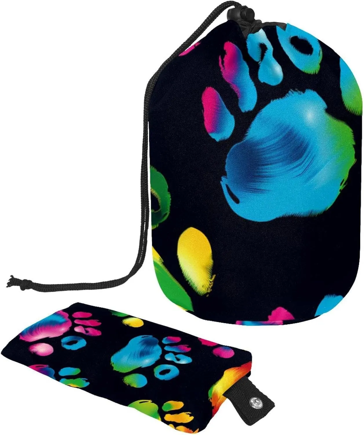 Travel Cosmetic Bags bucket Makeup Bag, Fun Dog Lovers Crew Women Portable Foldable Cases, Multifunctional Toiletry Bucket Bags Round Organizer Storage