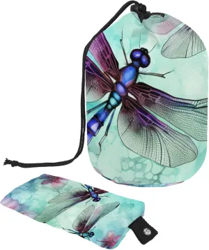 Travel Cosmetic Bags bucket Makeup Bag, Fun Dragonfly Women Portable Foldable Cases, Multifunctional Toiletry Bucket Bags Round Organizer Storage