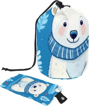 Travel Cosmetic Bags bucket Makeup Bag, Fun White Bears Women Portable Foldable Cases, Multifunctional Toiletry Bucket Bags Round Organizer Storage