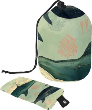 Travel Cosmetic Bags bucket Makeup Bag, Retro Whale Sea Animal Women Portable Foldable Cases, Multifunctional Toiletry Bucket Bags Round Organizer Storage