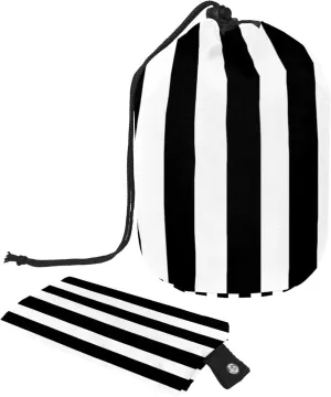 Travel Cosmetic Bags bucket Makeup Bag, White & Black Stripe Women Portable Foldable Cases, Multifunctional Toiletry Bucket Bags Round Organizer Storage