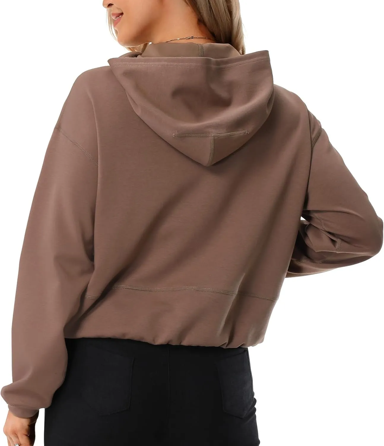 Turnhier Womens Zip Up Hoodies Long Sleeve Cropped Sweatshirts Jackets Casual Fall Outfits Winter Clothes with Pockets