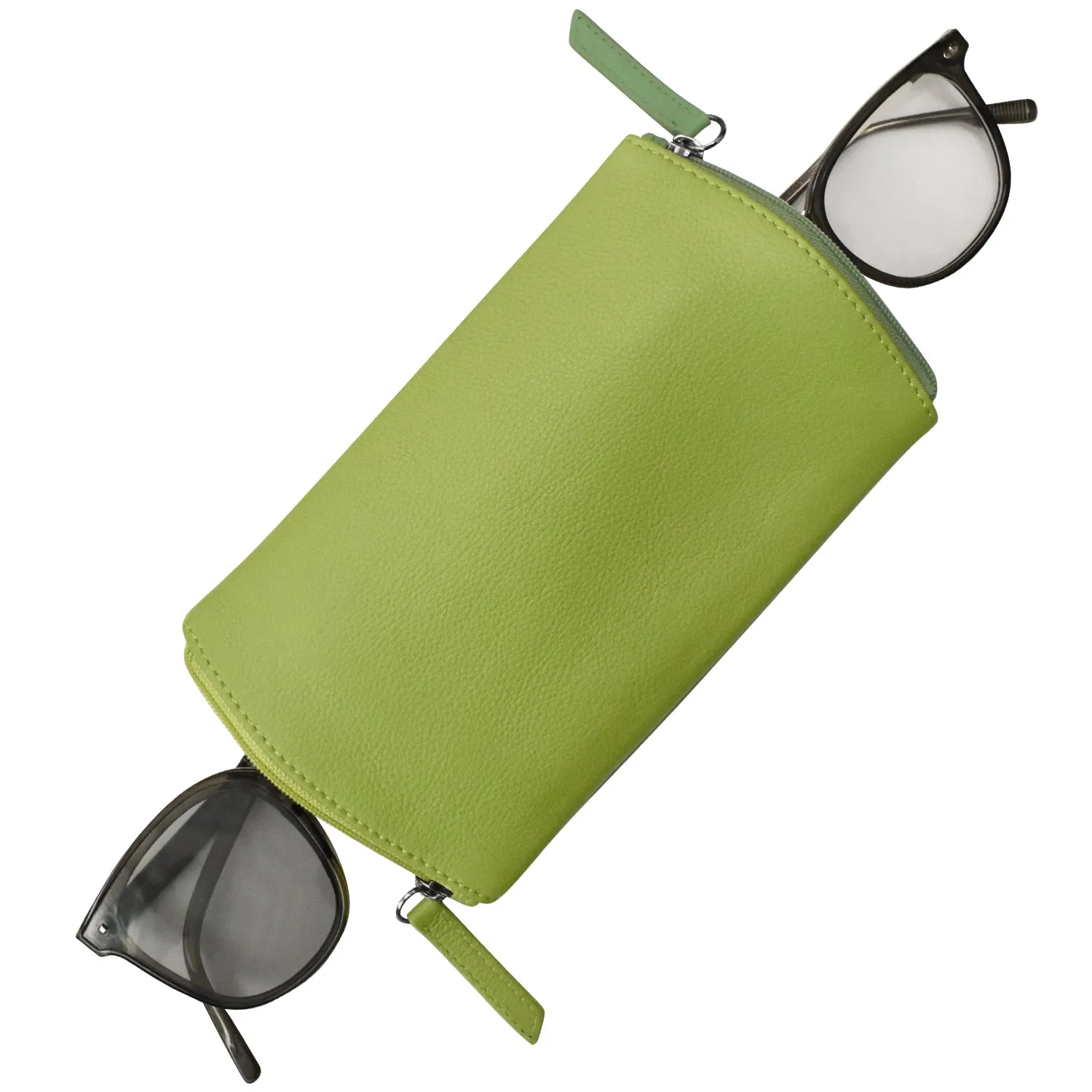 Two Tone Double Zip Eyeglass Case