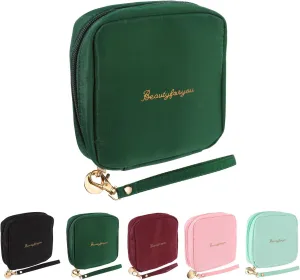 uxcell Mini Makeup Bag for Purse, Small Cute Zipper Travel Cosmetic Bags Preppy Toiletry Storage Pouch for Coin Sanitary, Green