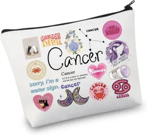VAMSII 12 Constellation Birthday Gift for Astrology Lover Zodiac Symbol Sign Cosmetic Bag Horoscope Astrology Gift for Her (CancerBag)
