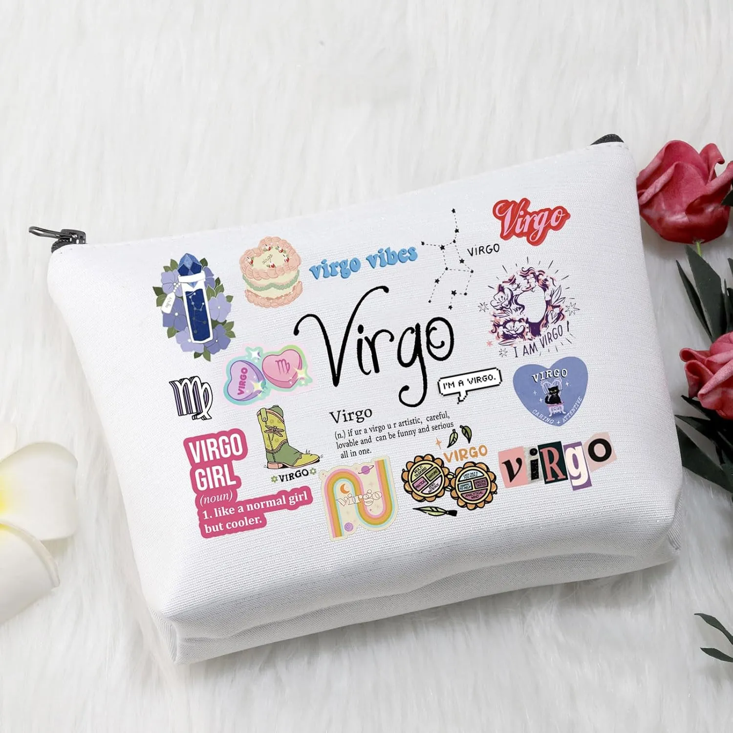 VAMSII 12 Constellation Birthday Gift for Astrology Lover Zodiac Symbol Sign Cosmetic Bag Horoscope Astrology Gift for Her (VirgoBag)
