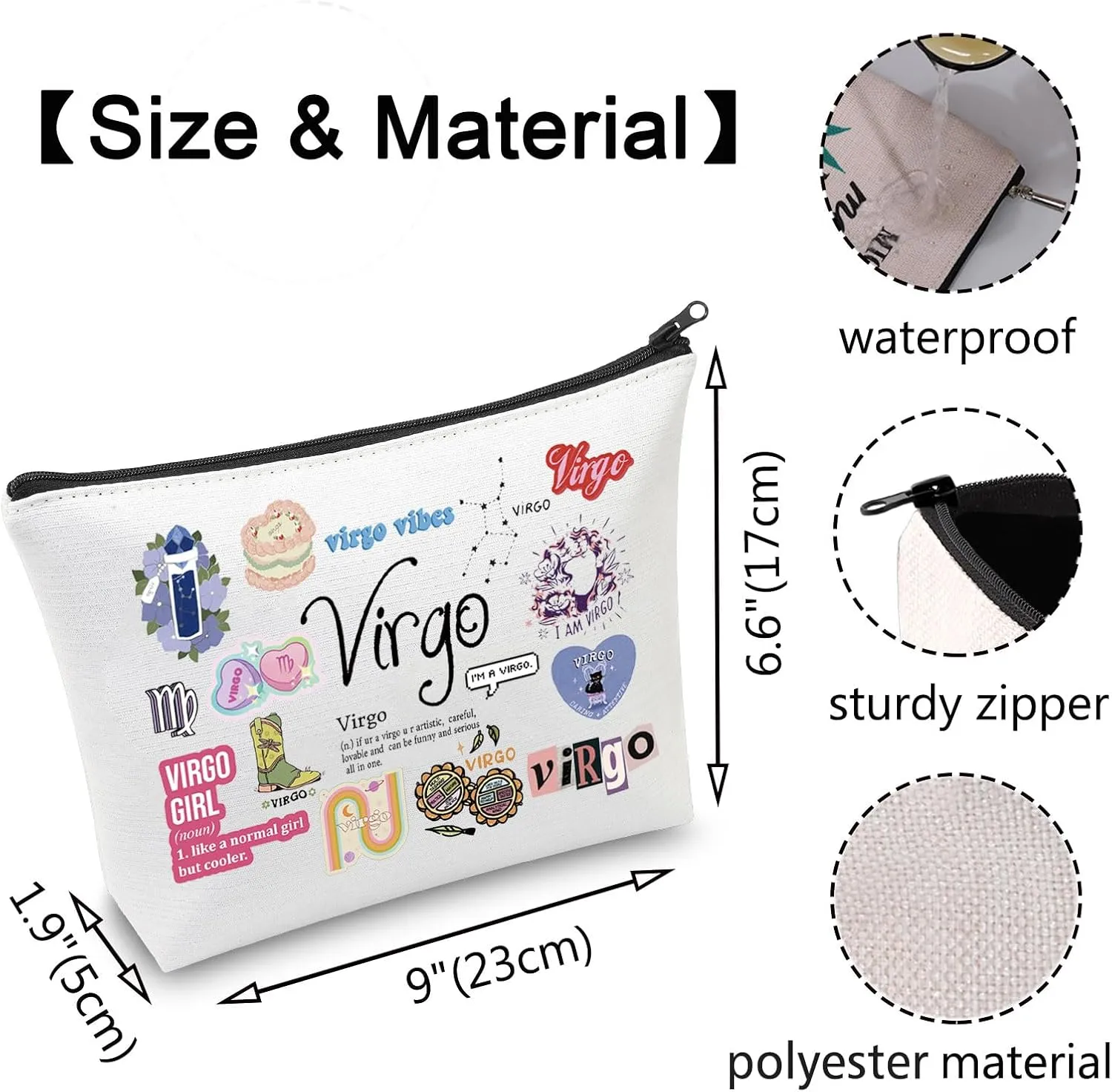 VAMSII 12 Constellation Birthday Gift for Astrology Lover Zodiac Symbol Sign Cosmetic Bag Horoscope Astrology Gift for Her (VirgoBag)