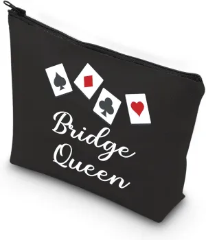 VAMSII Bridge Queen Makeup Bag Bridge Players Gifts Bridge Card Game Gifts for Bridge Lovers Poker Player Gifts (BLK-Bridge Queen)