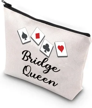 VAMSII Bridge Queen Makeup Bag Bridge Players Gifts Bridge Card Game Gifts for Bridge Lovers Poker Player Gifts Cosmetic Bag (Bridge Queen)