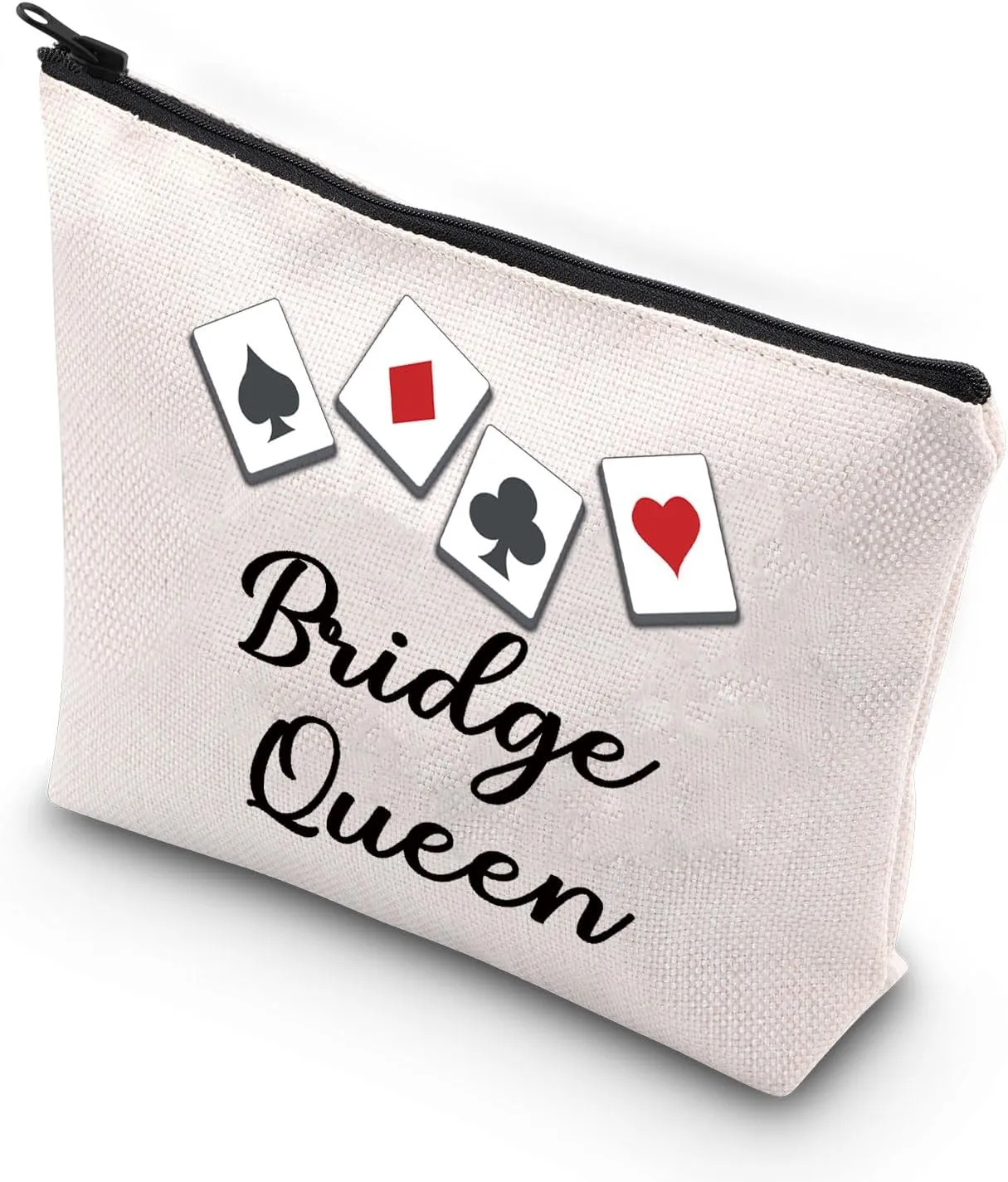 VAMSII Bridge Queen Makeup Bag Bridge Players Gifts Bridge Card Game Gifts for Bridge Lovers Poker Player Gifts Cosmetic Bag (Bridge Queen)