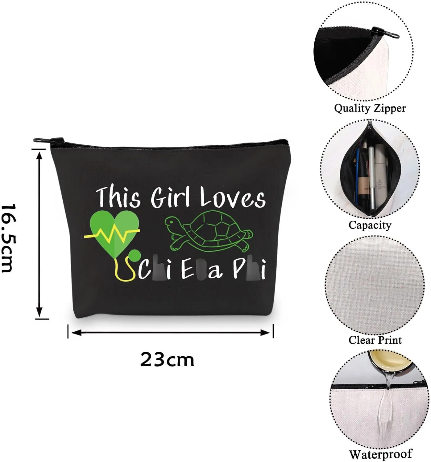 VAMSII Chi Eta Phi Sorority Paraphernalia Gifts This Girl Loves Chi Eta Phi Travel Makeup Bag XHO Nursing Pouch