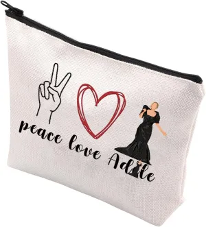 VAMSII Female Singer Peace Love Adele Makeup Bag - A-D Singer Fans Songwriter Gift
