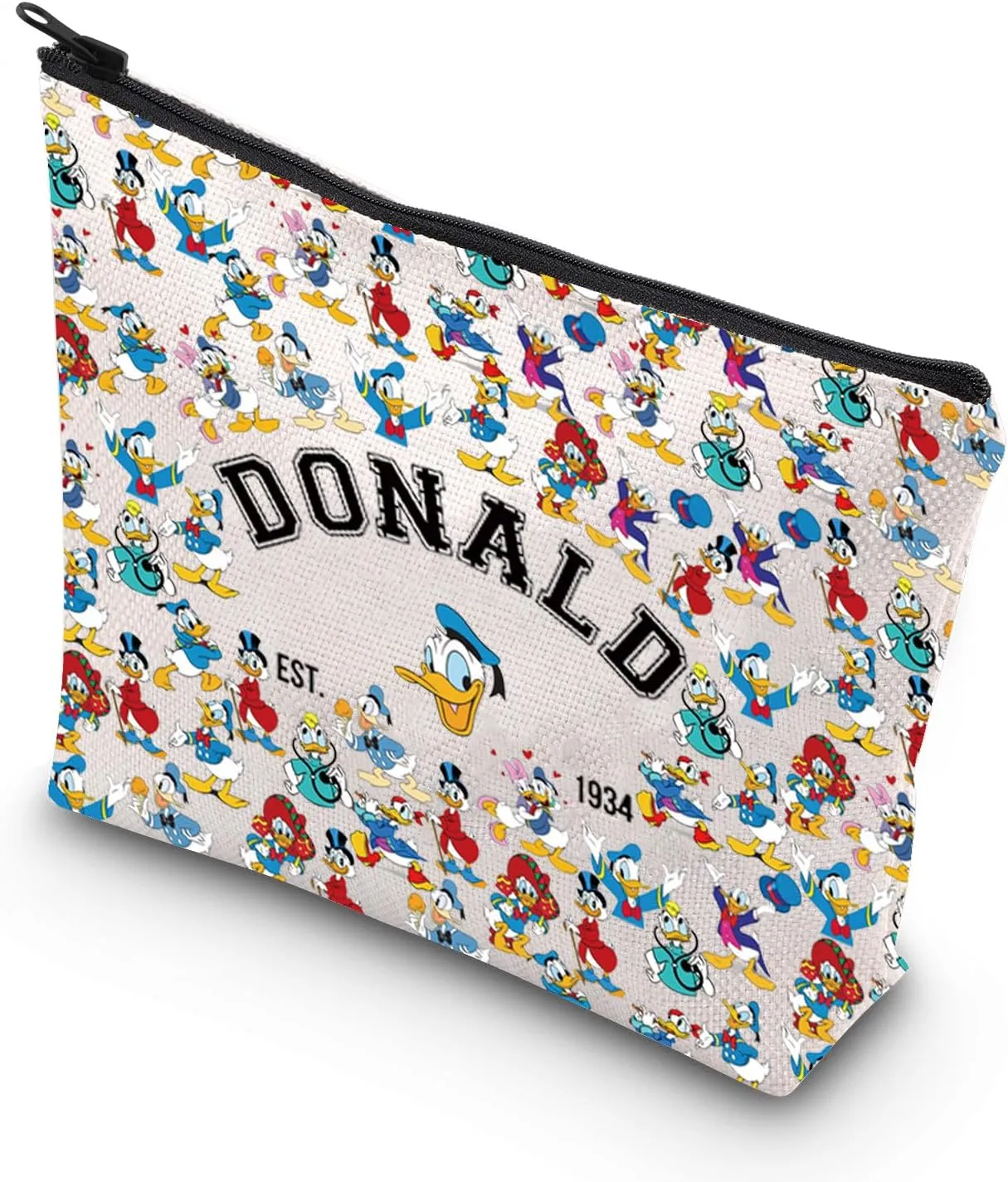 VAMSII Funny Duck Cosmetic bag Donald Est.1934 Zipper Pouch Makeup Bag Duck Lover Gift (DONALD 1934)
