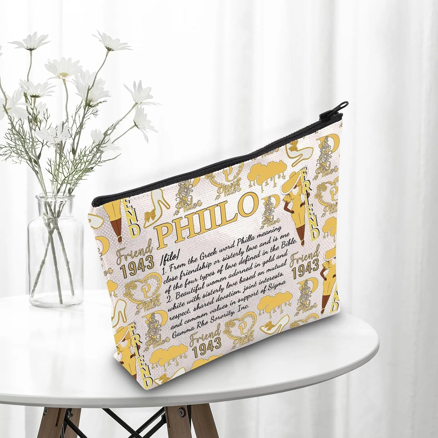 VAMSII Greek Sorority Gift for Women Sisterhood Makeup Bag Women Member Gift Sorority Sister Gift (Sorority1943Bag)