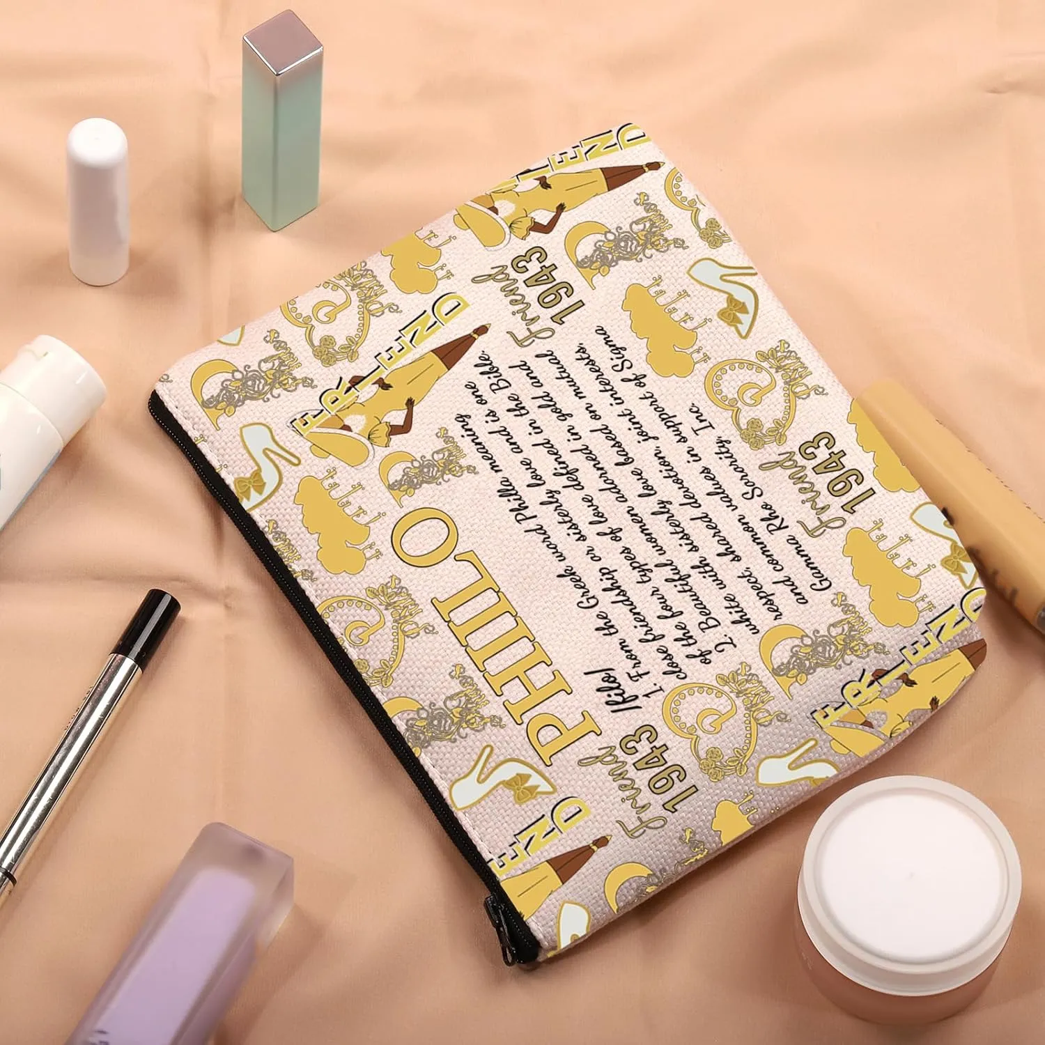 VAMSII Greek Sorority Gift for Women Sisterhood Makeup Bag Women Member Gift Sorority Sister Gift (Sorority1943Bag)