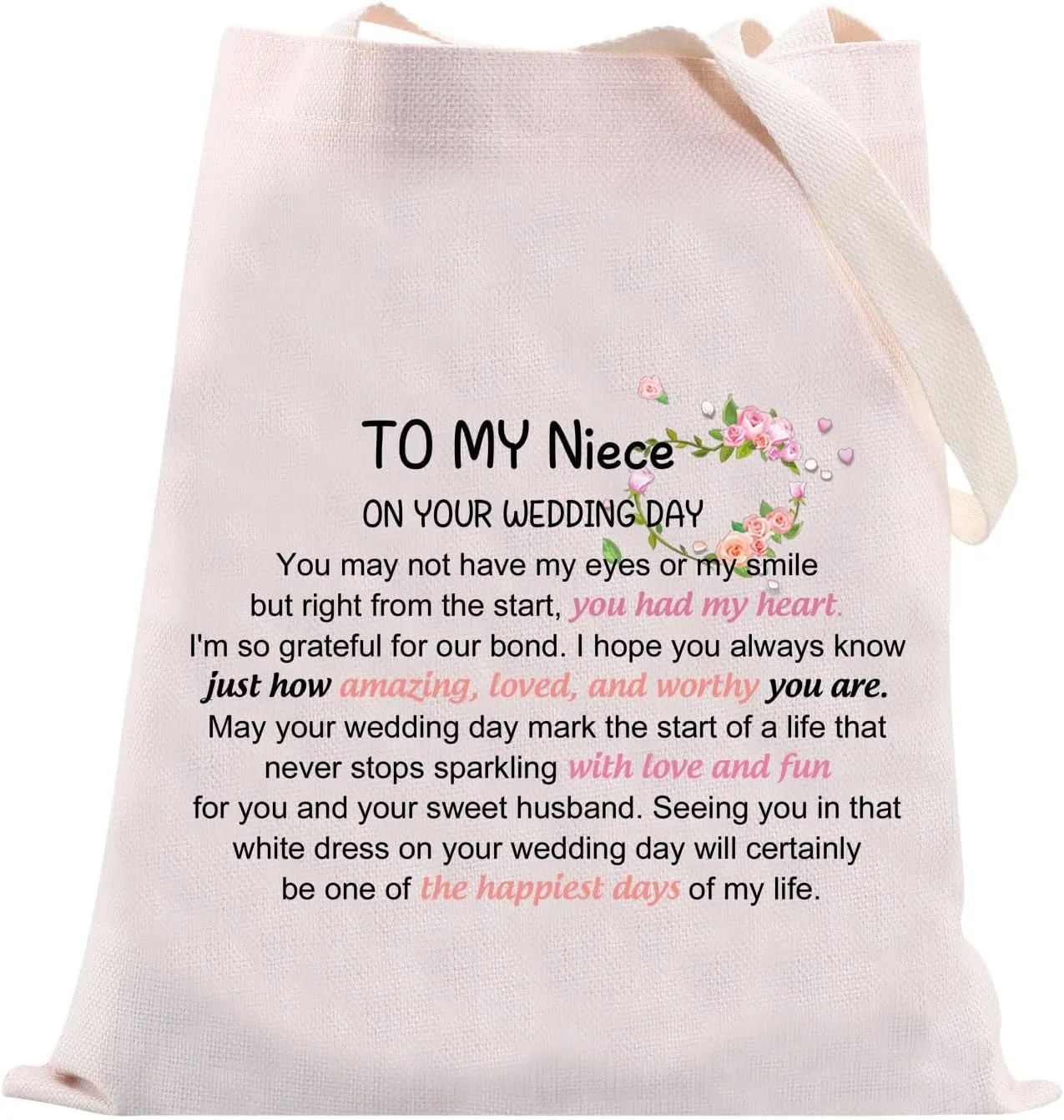 VAMSII Niece Wedding Gift Niece Cosmetic Bag To My Niece On Her Wedding Day Gift Bridal Shower Gift for Niece Bride Gift (NieceWeddingTote), medium