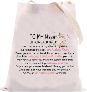 VAMSII Niece Wedding Gift Niece Cosmetic Bag To My Niece On Her Wedding Day Gift Bridal Shower Gift for Niece Bride Gift (NieceWeddingTote), medium