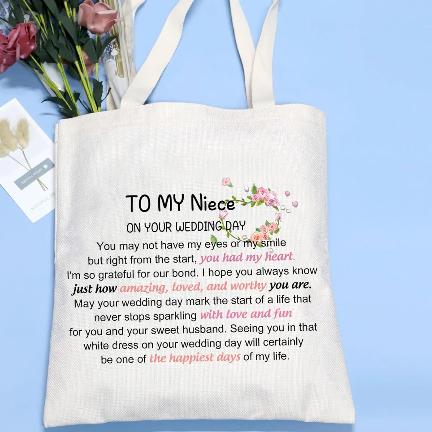 VAMSII Niece Wedding Gift Niece Cosmetic Bag To My Niece On Her Wedding Day Gift Bridal Shower Gift for Niece Bride Gift (NieceWeddingTote), medium