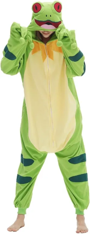 vavalad Unisex Adult Onesie Animal One Piece Pajama Cosplay Sleepwear Halloween Christmas Custume for Women Men Teens, Green