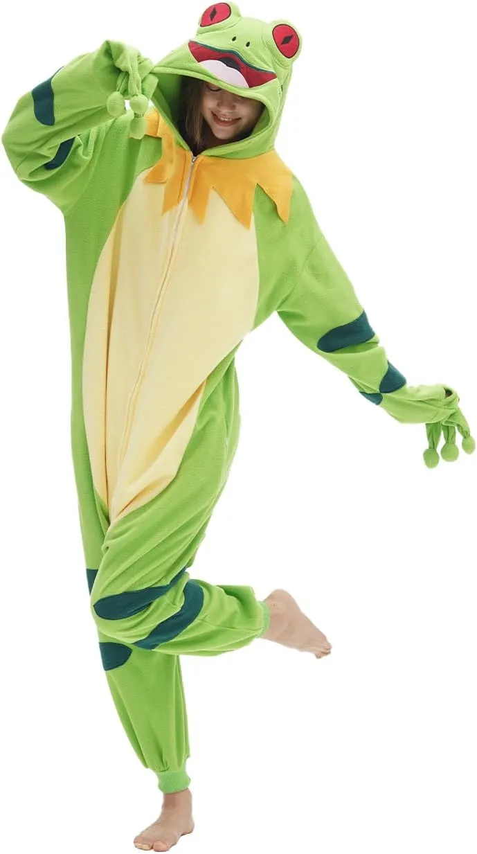 vavalad Unisex Adult Onesie Animal One Piece Pajama Cosplay Sleepwear Halloween Christmas Custume for Women Men Teens, Green