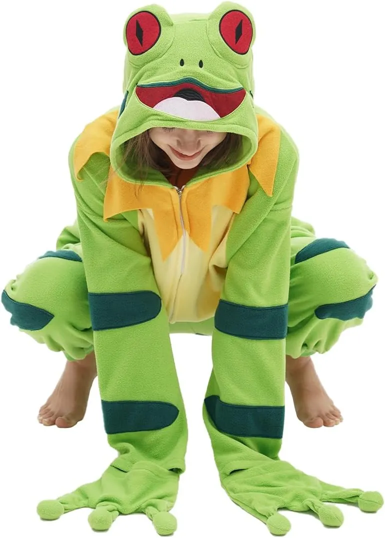 vavalad Unisex Adult Onesie Animal One Piece Pajama Cosplay Sleepwear Halloween Christmas Custume for Women Men Teens, Green