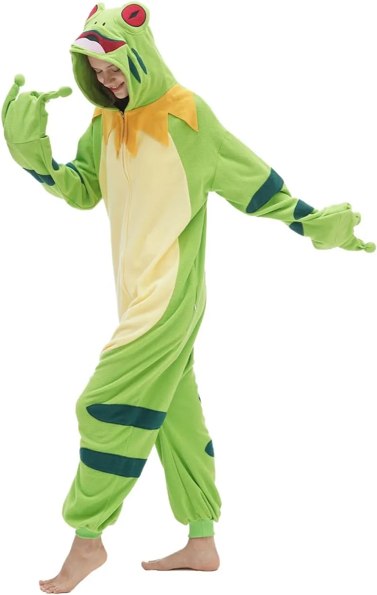 vavalad Unisex Adult Onesie Animal One Piece Pajama Cosplay Sleepwear Halloween Christmas Custume for Women Men Teens, Green
