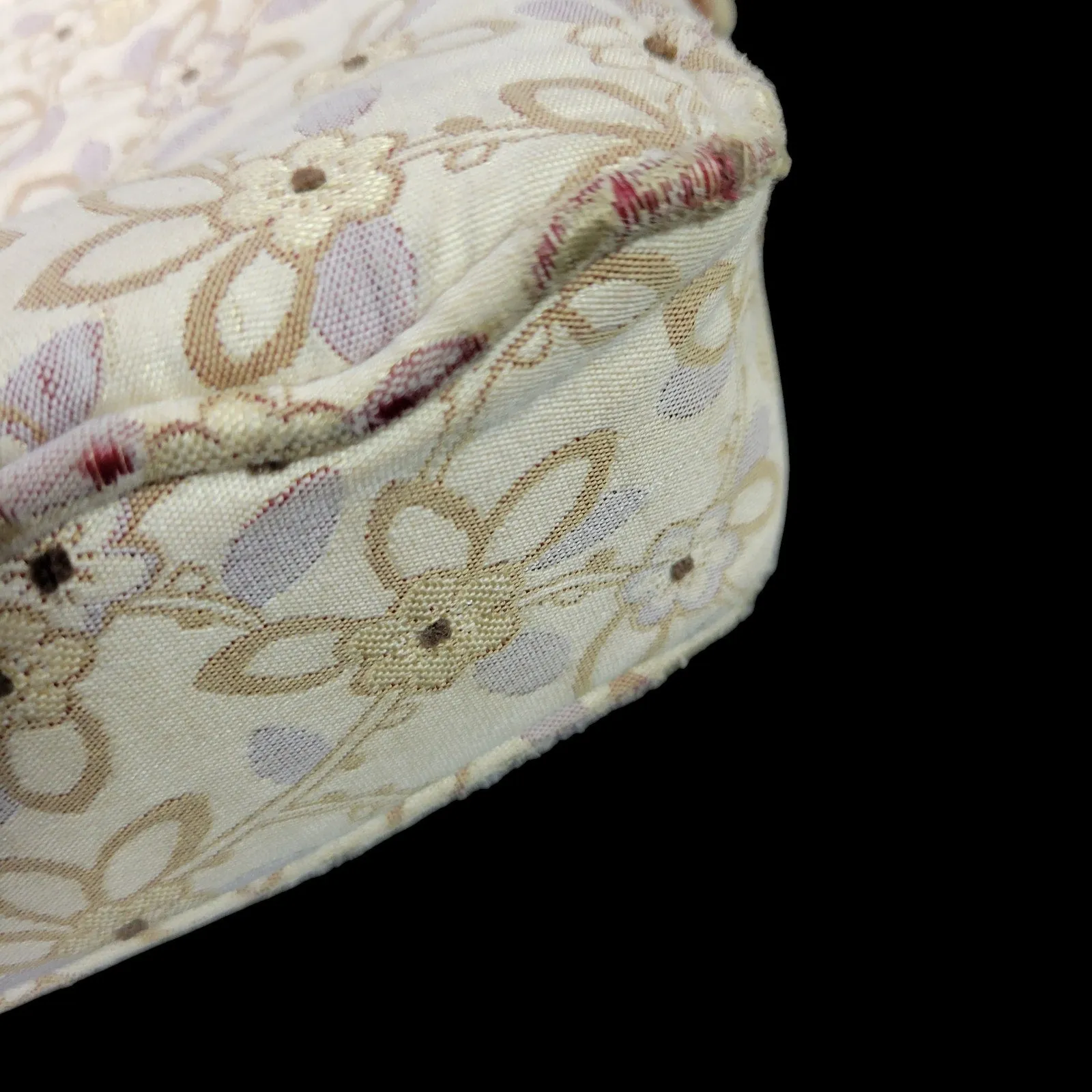Vintage Daniel Tapestries Bag Set Beige Tapestry Leather Trim Padded Pouch Case Crossbody Floral Print Country 70s 80s