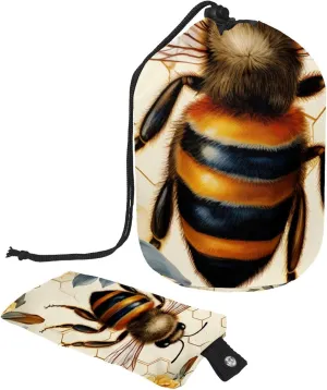 Vintage Insect Bee Travel Cosmetic Bags Makeup Bag for Women, Foldable Drawstring Travel Cosmetic Bags, Portable Toiletry Bucket Bag