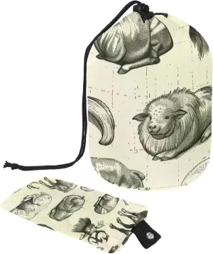 Vintage Multi Animal Farm 17 Travel Cosmetic Bags Makeup Bag for Women, Foldable Drawstring Travel Cosmetic Bags, Portable Toiletry Bucket Bag