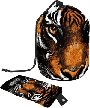 Vintage Wild Tiger Print 9 Travel Cosmetic Bags Makeup Bag for Women, Foldable Drawstring Travel Cosmetic Bags, Portable Toiletry Bucket Bag