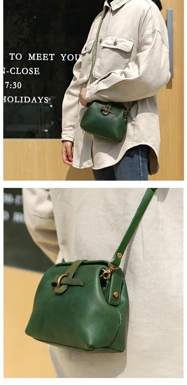Vintage Womens Red Leather Doctor Shoulder Bag Side Purses Doctor Crossbody Purses for Women