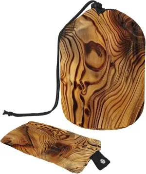 Vintage Wood Grain 45 Travel Cosmetic Bags Makeup Bag for Women, Foldable Drawstring Travel Cosmetic Bags, Portable Toiletry Bucket Bag