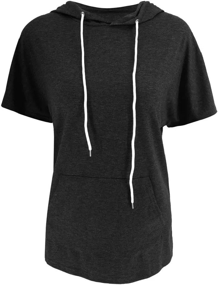 Vivitulip Women's Raglan Short Sleeve Hoodies Summer Loose Fit Blouse Tops Casual T-shirts with Pocket