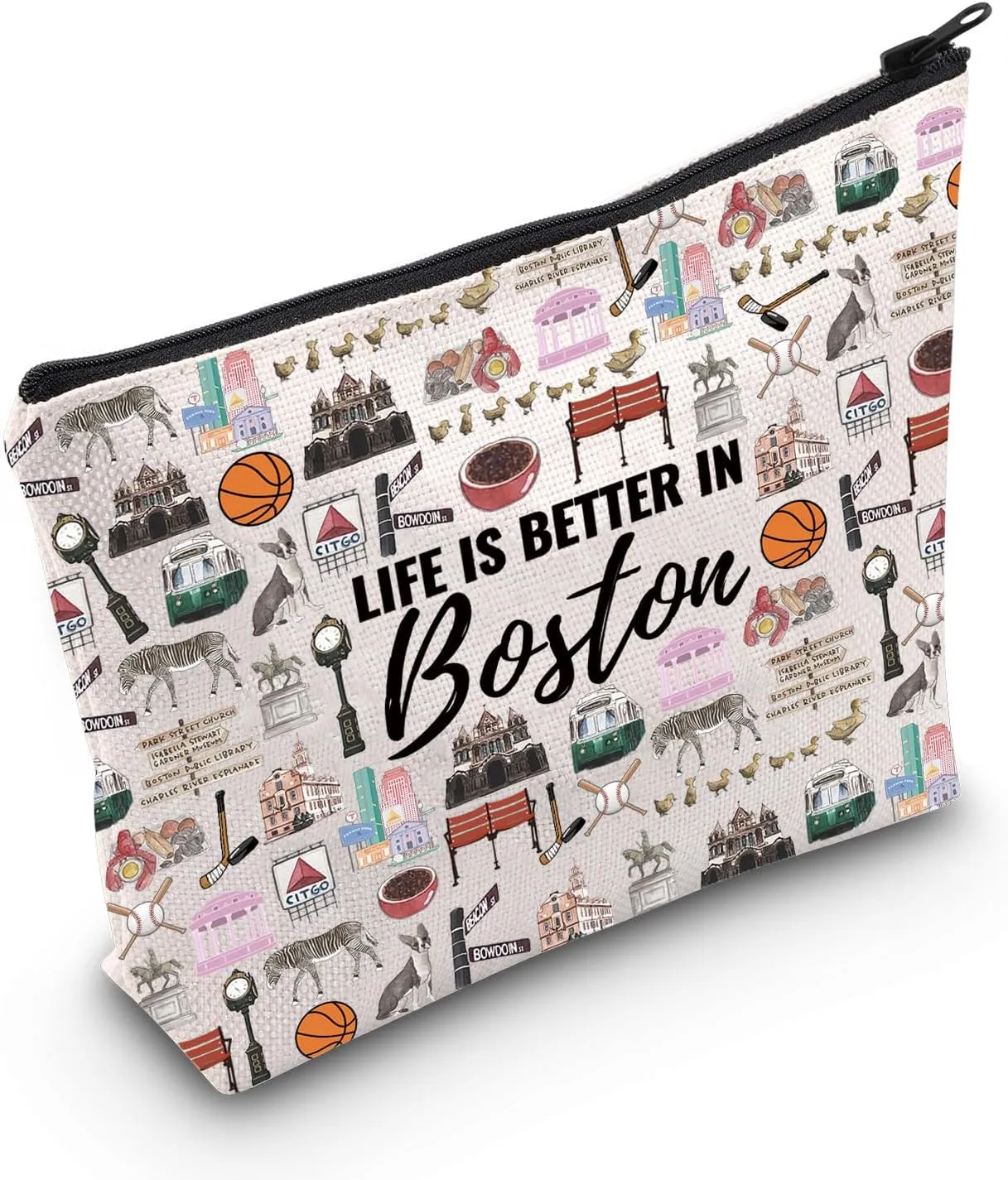 WCGXKO Boston Gift: Life Is Better In Boston Makeup Bag - Souvenirs From Massachusetts