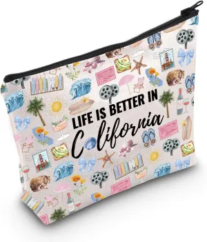 WCGXKO California Vacation Gift California Gift For Women Life Is Better In California Makeup Bag California Souvenirs (Better In California)