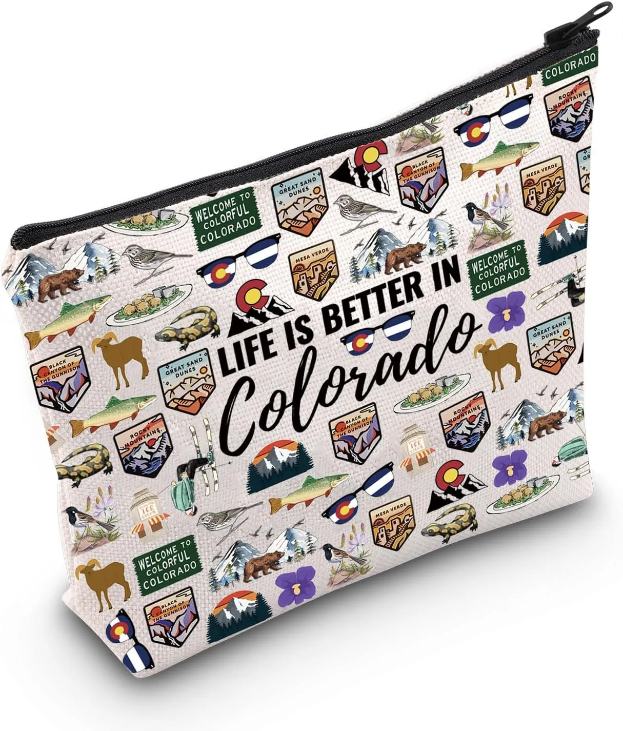 WCGXKO Colorado Travel Trip Gift Life Is Better In Colorado Makeup Bag Colorado Vacation Souvenirs (Better In Colorado)
