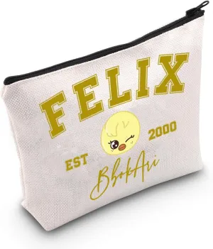 WCGXKO Korean Gift - K-Pop Boys Makeup Bag, Beige (2000BbokAri)