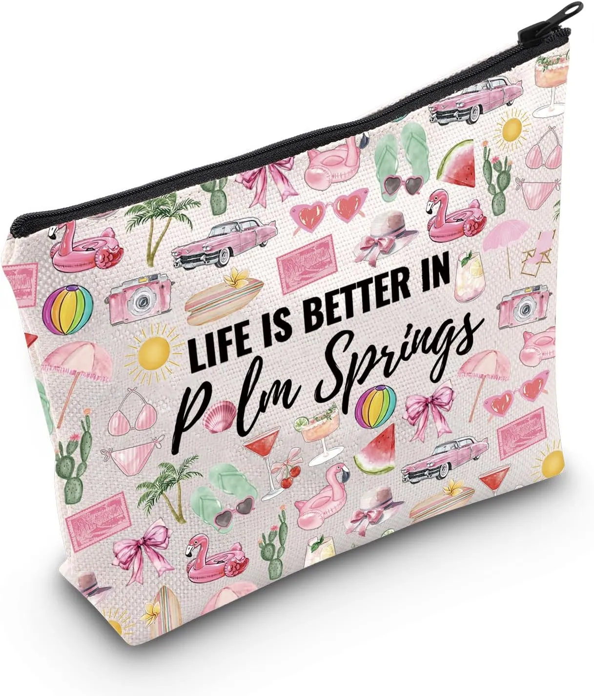 WCGXKO Palm Springs Gifts For Women Palm Springs Party Gift Life Is Better In Palm Springs Travel Gift Makeup Bag (Better In Palm Springs Bag)