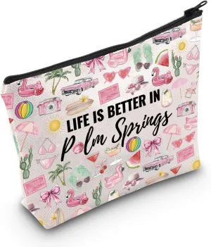 WCGXKO Palm Springs Gifts For Women Palm Springs Party Gift Life Is Better In Palm Springs Travel Gift Makeup Bag (Better In Palm Springs Bag)