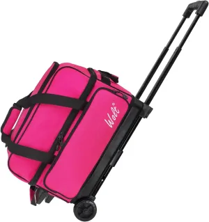 WOLT Double Roller 2 Ball Bowling Bag with Separate Shoe Compartment, Large Capacity Bowling Ball Bag with Accessory Pocket, Retractable Handle extends to 40"