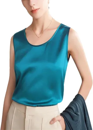 Women Basic Tanks Silk O-Neck Sleeveless Tshirt Summer Solid Vests