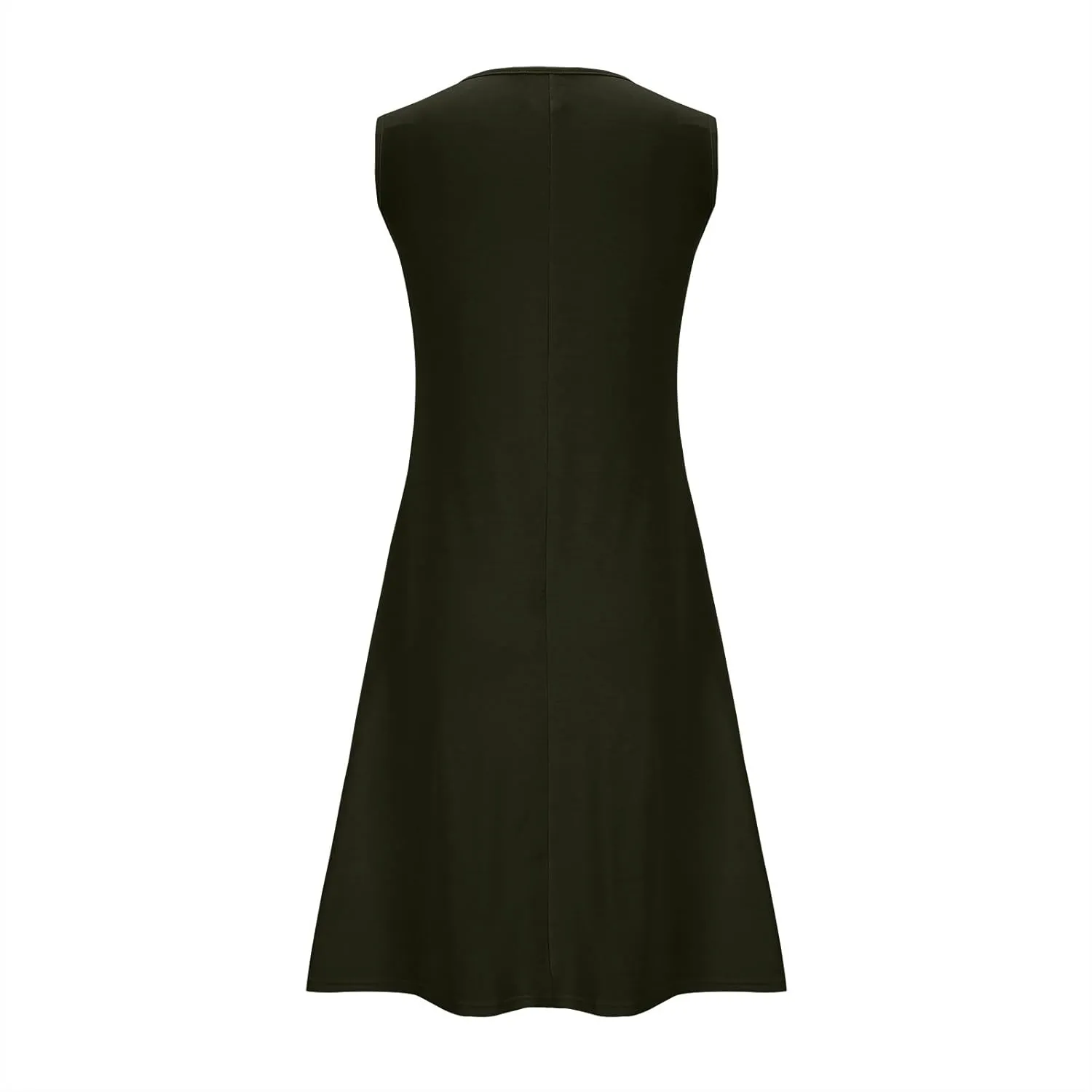 Women Pleated Front Tank Dresses with Pockets Spring Summer Sleeveless Sundress Casual Loose Fit Crewneck Tunic Dress