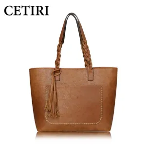 Women PU Leather Handbags Bolsos Mujer De Marca Famosa Female Vintage Bag For Women Shoulder Bag Retro Large Capacity Tote Bags