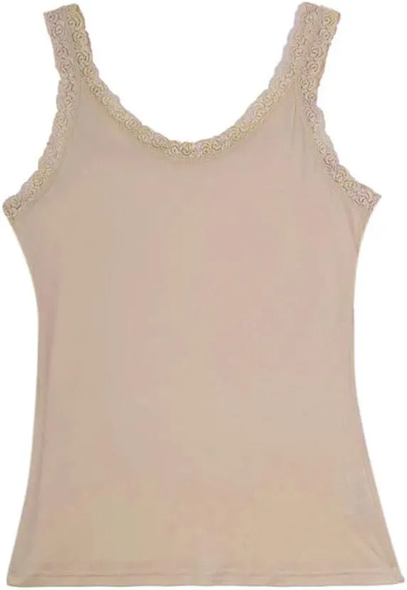 Women Silk Camis Camisoles Bottoming Shirt Casual Solid Lace T-Shirts Tee Tops