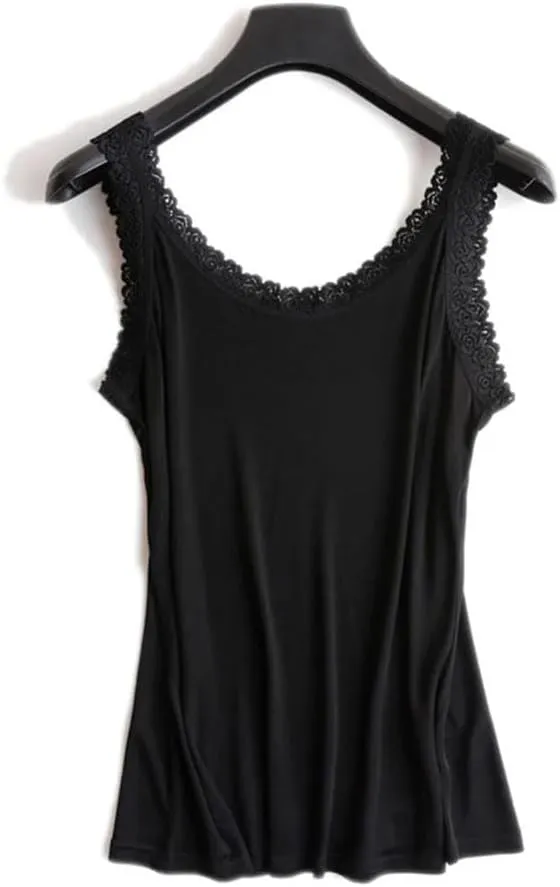 Women Silk Camis Camisoles Bottoming Shirt Casual Solid Lace T-Shirts Tee Tops